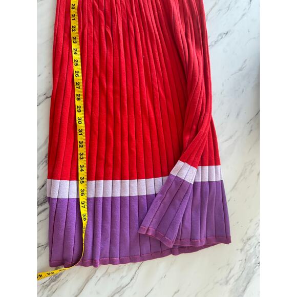 Banana Republic Colorblock Ribbed Knit Sweater Dress Red Pink Purple Size L - Picture 2 of 8